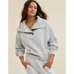Aerie Best Button Sweatshirt - Medium Heather Gray