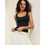 Aerie Double Scoop Neck Tank Top - True Black