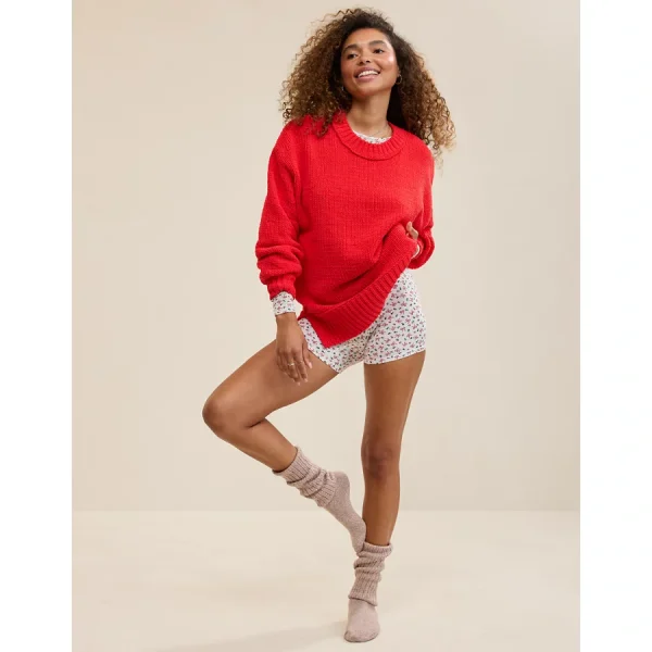 Aerie Like Candy Crew Sweater - Bright Red