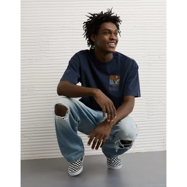 AE Boxy Destination Graphic T-Shirt - Navy