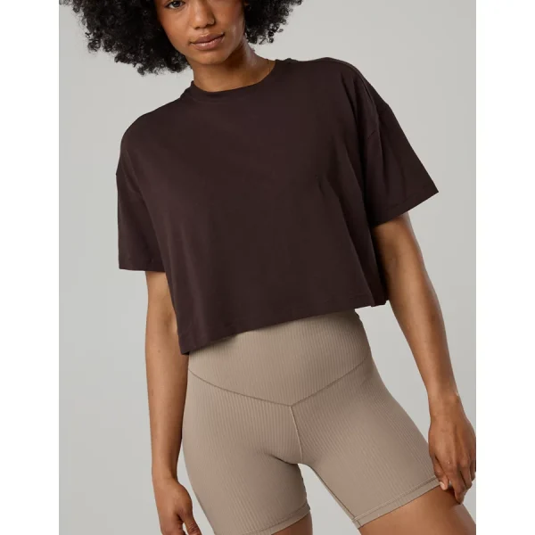 OFFLINE By Aerie Let's Stretch Cropped T-Shirt - Deep Earth