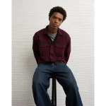 AE Knit Button-Up Shirt - Burgundy