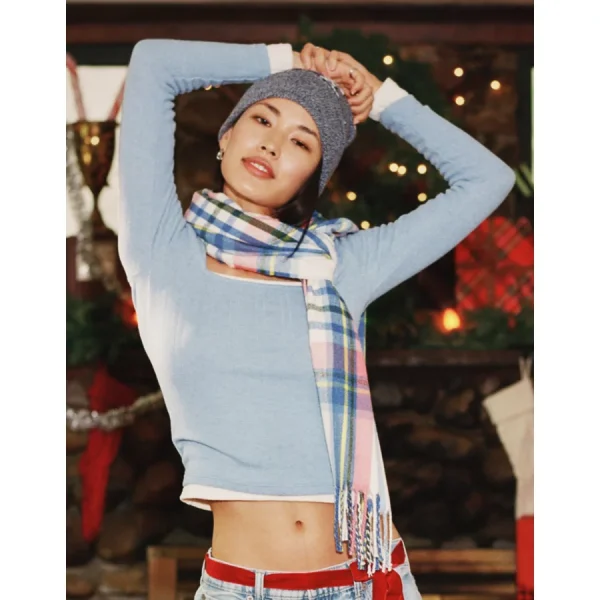 AE Long Sleeve Square Neck T-Shirt - Gravity Blue