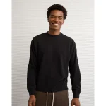 AE Long-Sleeve Boxy Sueded Jersey T-Shirt - Black