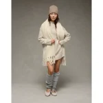 AE Oversized Turtleneck Sweater Mini Dress - Cream