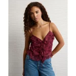 AE Ruffled Chiffon Cami Top - Burgundy