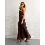 AE Strapless Cut-Out Maxi Dress - Brown