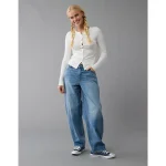 AE Strigid Low-Rise Baggy Barrel Jean - Medium Wash