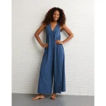 AE Sunchaser Knit V-Neck Jumpsuit - Navy