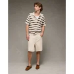 AE Weekend Striped Sweater Polo Shirt - Empire Cream