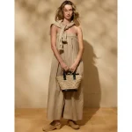 AE77 Premium Wide-Leg Cropped Poplin Jumpsuit - Khaki