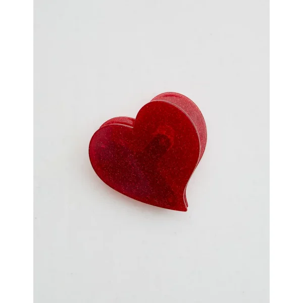 Aerie Heart Resin Claw Clip - Bright Red