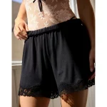 Aerie Real Soft® Rib Lace Boxer - True Black