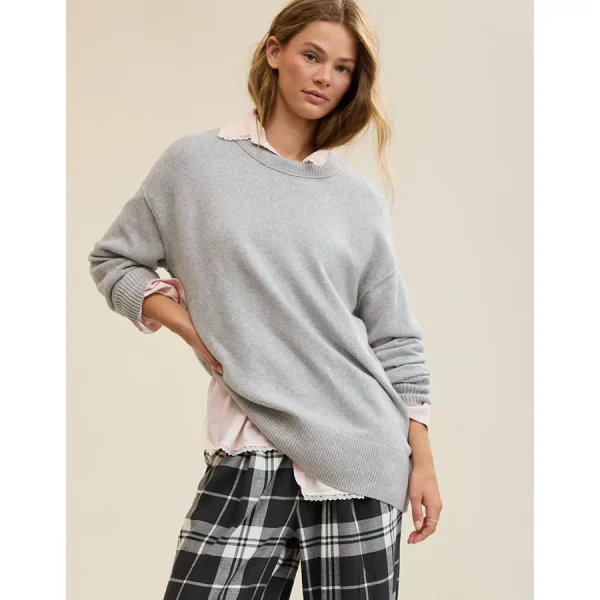 Aerie Softest Luxe Crew Sweater - Medium Heather Gray