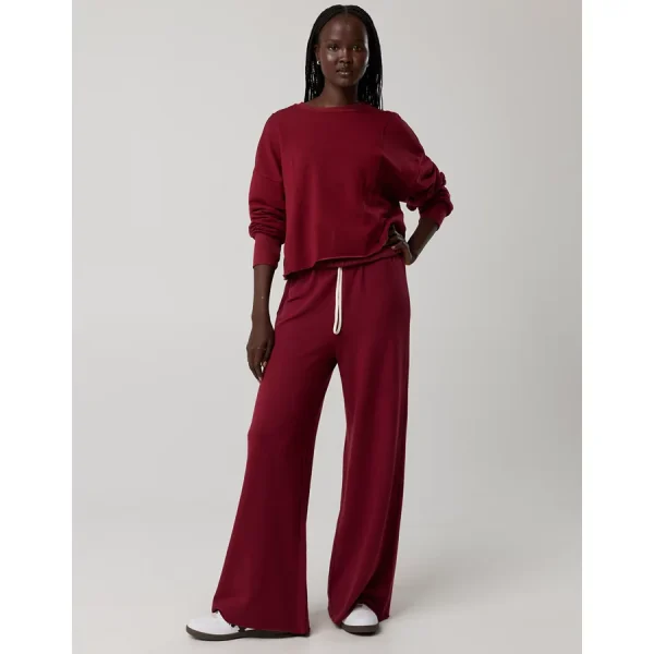 OFFLINE By Aerie OTT Fleece Super Wide Leg Pant - Deep Cherry