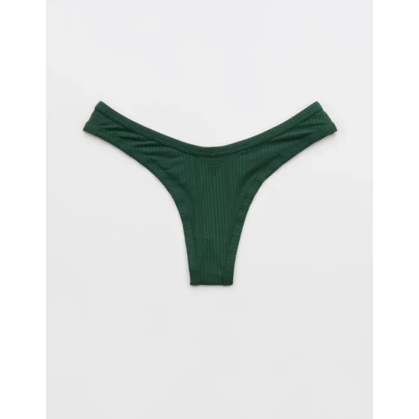 Superchill Modal Rib Thong Underwear - Rugged Green