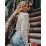 AE Lace Ruffle Sweater - Oatmeal