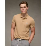 AE Lived-In Slim Fit Pique Polo Shirt - Khaki