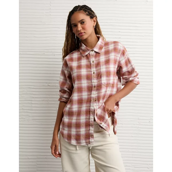 AE Oversized Flannel Shirt - Burgundy