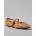 AE Raffia Mesh Mary Jane Flats - Natural