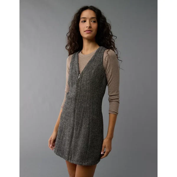 AE Zip-Up Mini Dress - Brown