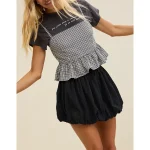 Aerie Seersucker Bubble Mini Skirt - True Black