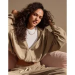 Aerie Soft Life Full Zip Sweatshirt - Beige