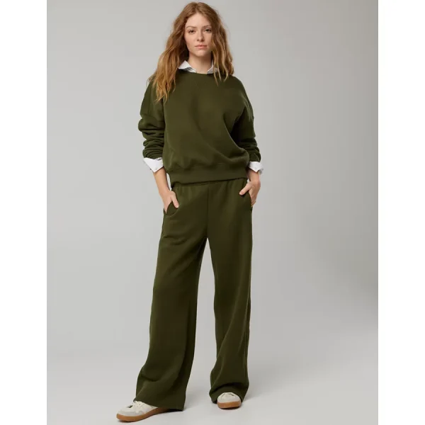 OFFLINE By Aerie Cloud Fleece Trouser - Military Green