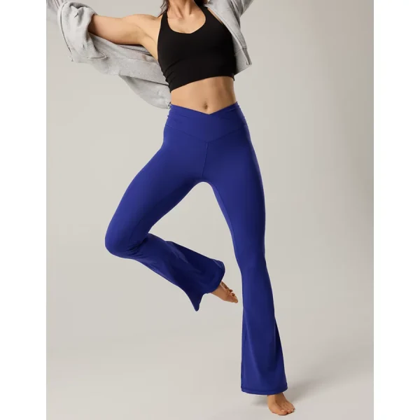 OFFLINE By Aerie Real Me High Waisted Crossover Flare Legging - Deep Cobalt