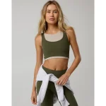 OFFLINE By Aerie Real Me XTRA Rib Switch Up High Neck Sports Bra - Military Green