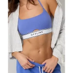 OFFLINE By Aerie The Hugger Logo Elastic Sports Bra - Ice Blue