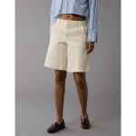 AE 11" Stretch High-Waisted Trouser Short - Cream