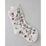 AE Snoopy Crew Socks - Heather Gray