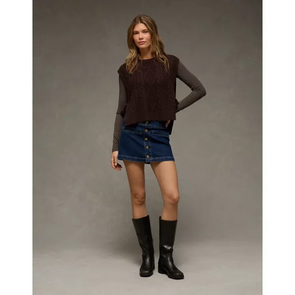 AE Stretch Low-Rise Denim Mini Skirt - Dark Dreams