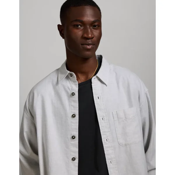 AE77 Premium Flannel Shirt - Light Heather Gray