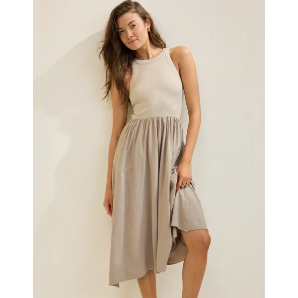 Aerie Ribbed At The Barre Dress - Heather Frost