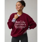 OFFLINE By Aerie Cloud Fleece Oversized Crewneck Sweatshirt - Maroon