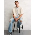 AE Button-Up Baseball T-Shirt - Cream