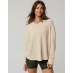 OFFLINE By Aerie Wow! Waffle Notch Neck Long Sleeve T-Shirt - Cake Batter