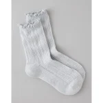 AE Cozy Pointelle Crew Socks - Light Heather Gray