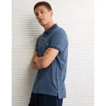 AE Lived-In Slim Fit Pique Polo Shirt - Blue