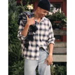 AE Relaxed Fit Everyday Flannel Shirt - Light Blue