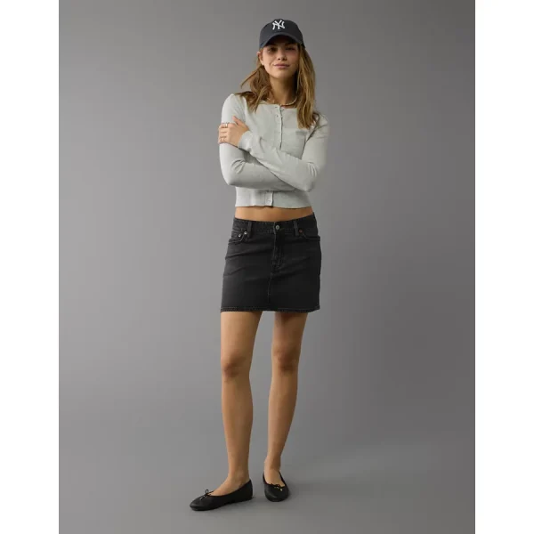 AE Stretch High-Waisted Perfect Denim Mini Skirt - Black