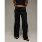 AE Stretch Low-Rise Wide-Leg Khaki Pant - Onyx Black