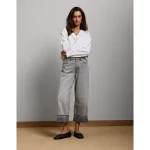 AE77 Premium Wide Crop Cuff Jean - Grey