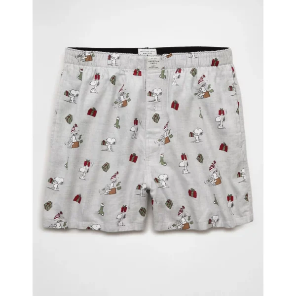 AEO Snoopy Flannel Pocket Boxer Short - Grey