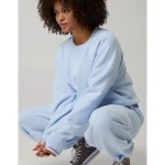 OFFLINE By Aerie Cloud Fleece Classic Crewneck Sweatshirt - Eyelet Blue