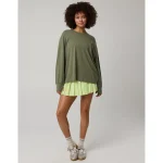 OFFLINE By Aerie Let's Stretch Long Sleeve Boyfriend T-Shirt - Olive Fun