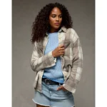 AE Fleece Shacket - Brown