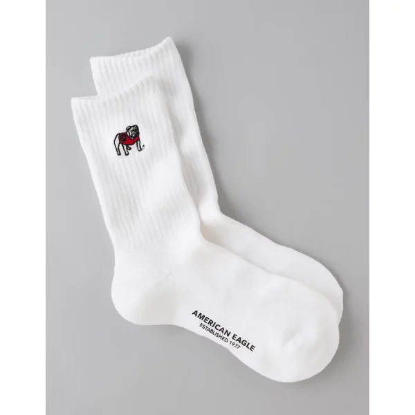 AE Georgia Bulldogs Crew Socks - White